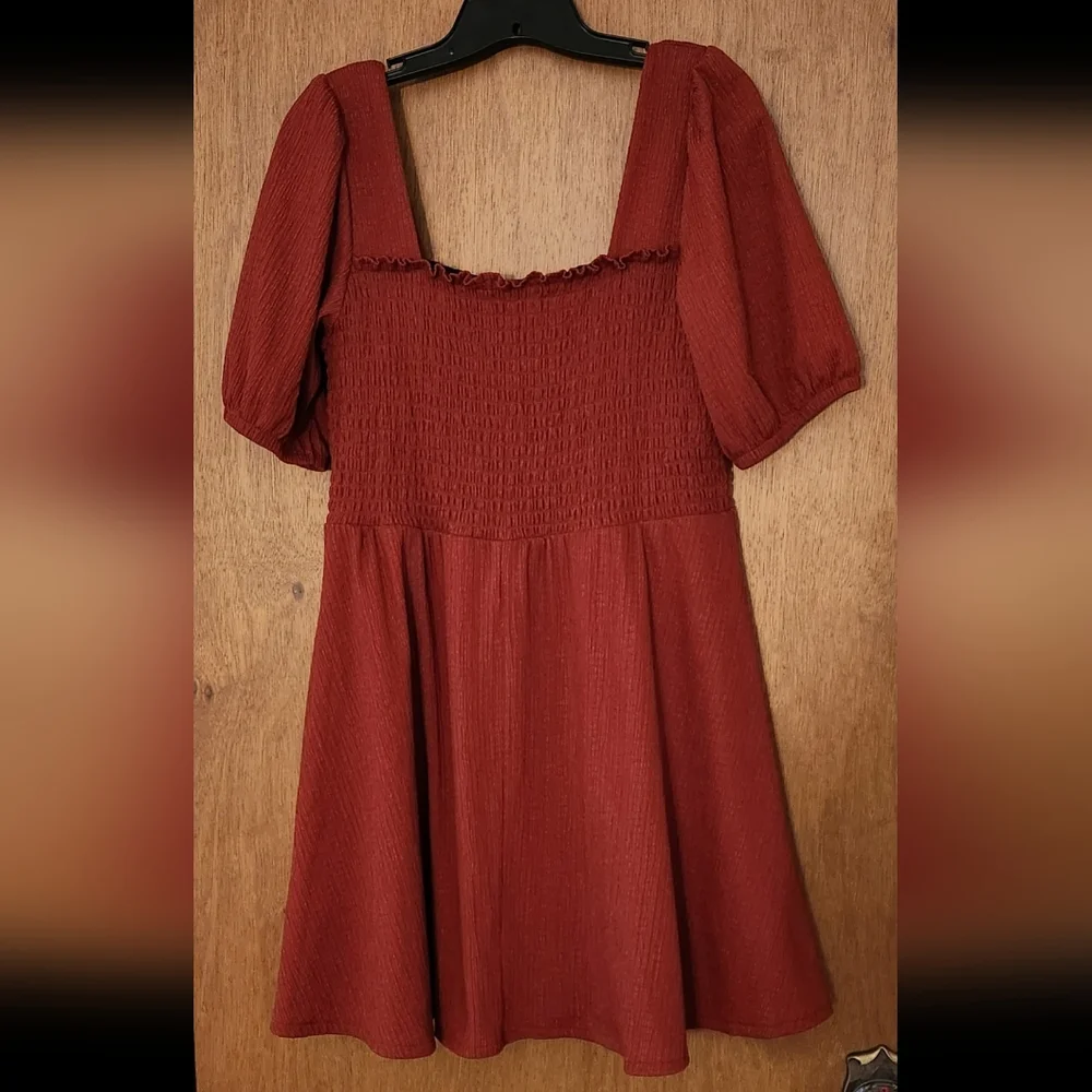 Nine West babydoll dress size large color burnt orange - Picture 2 of 3